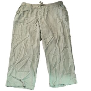 Evans Sage Viscose Linen Blend Trouser Pants Size 24